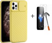 GSMNed – iPhone 12 Pro Max geel – hoogwaardig siliconen Case geel – iPhone 12 Pro Max geel – hoesje voor iPhone geel – shockproof – camera bescherming – met screenprotector iPhone 12 Pro Max