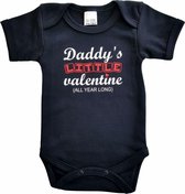 Zwarte romper met "Daddy's little valentine - all year long" - maat 80 - vader, vaderdag, babyshower, zwanger, cadeautje, kraamcadeau, grappig, geschenk, baby, tekst, bodieke, valentijnsdag