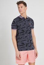 Shiwi Polo pique leaf aop - zwart - L