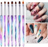Elysee Beauty 7 Penselen set voor Nagel Gel, Acryl en Polygel - Nagel kwasten - Nail art brush - Rainbow brush