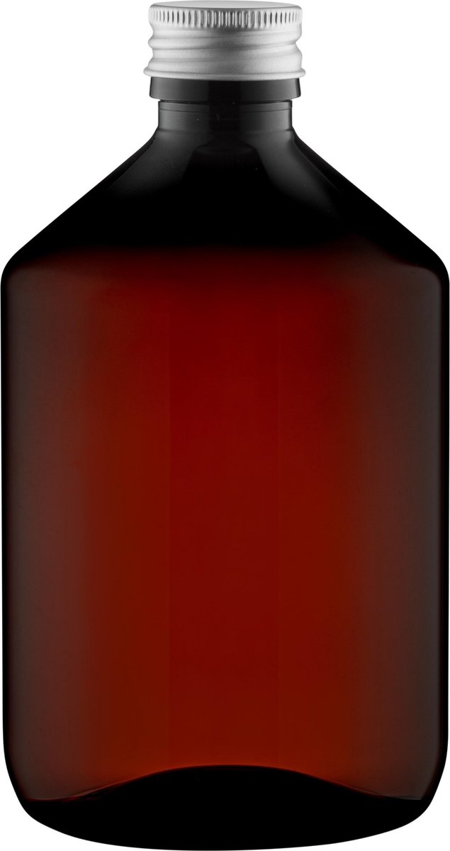 Lege Plastic Fles 500 ml PET Amber bruin - met aluminium dop - set van 10 stuks - Navulbaar - Leeg