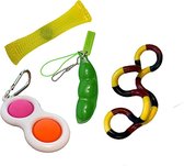Fidget toys pakket set - Pop All Up® - 4 Delig - Simple dimple - Pop it - Pea popper - Mesh-and-marble fidget toy - TwisterTang fidget