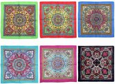 Zac's Alter Ego Bandana Set of 6 Assorted Colour Retro/ Vintage Print Cotton Multicolours