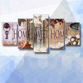 Diamond painting pakket home sweet home 5-luik - ronde steentjes - (2 maal 20x30 cm, 2 maal 20x40 cm , 20x50cm)