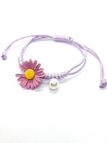 Armband- Meisje- Touw- Bloem- Lila- Kind- LiLaLove