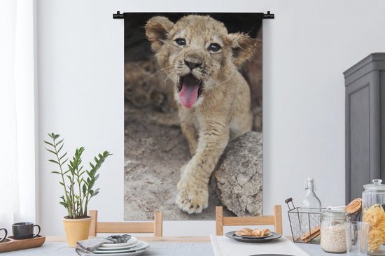 Tapisserie Lions - Cub Tapisserie coton 90x135 cm - Tapisserie avec photo