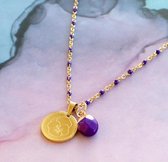 Ketting Bohemian - Flower Purple - Goudkleurig