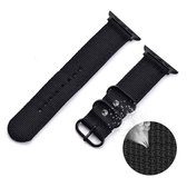 DrPhone SWB1 - Smart Watch Bandje - Roestvrij Staal Gesp - Nylon - Geschikt Voor IOS Smartwatch 42mm - 44mm - 45mm - Zwart