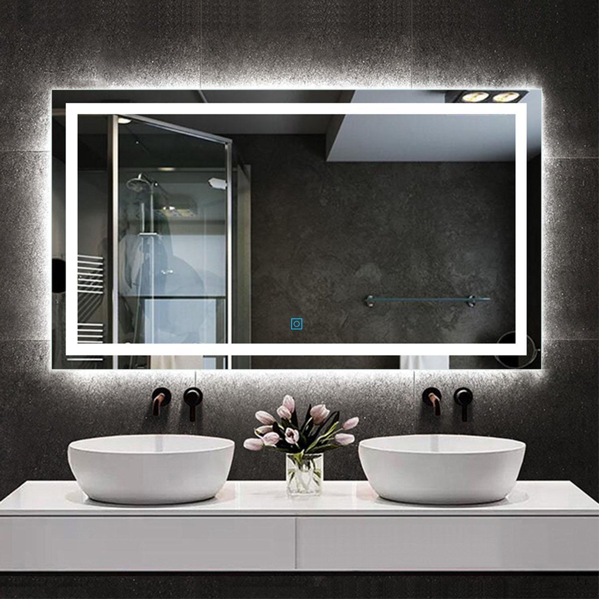 Miroir de salle de bain - 150x80cm - LED - Single Touch Switch - Antibuée -  Wit | bol.com