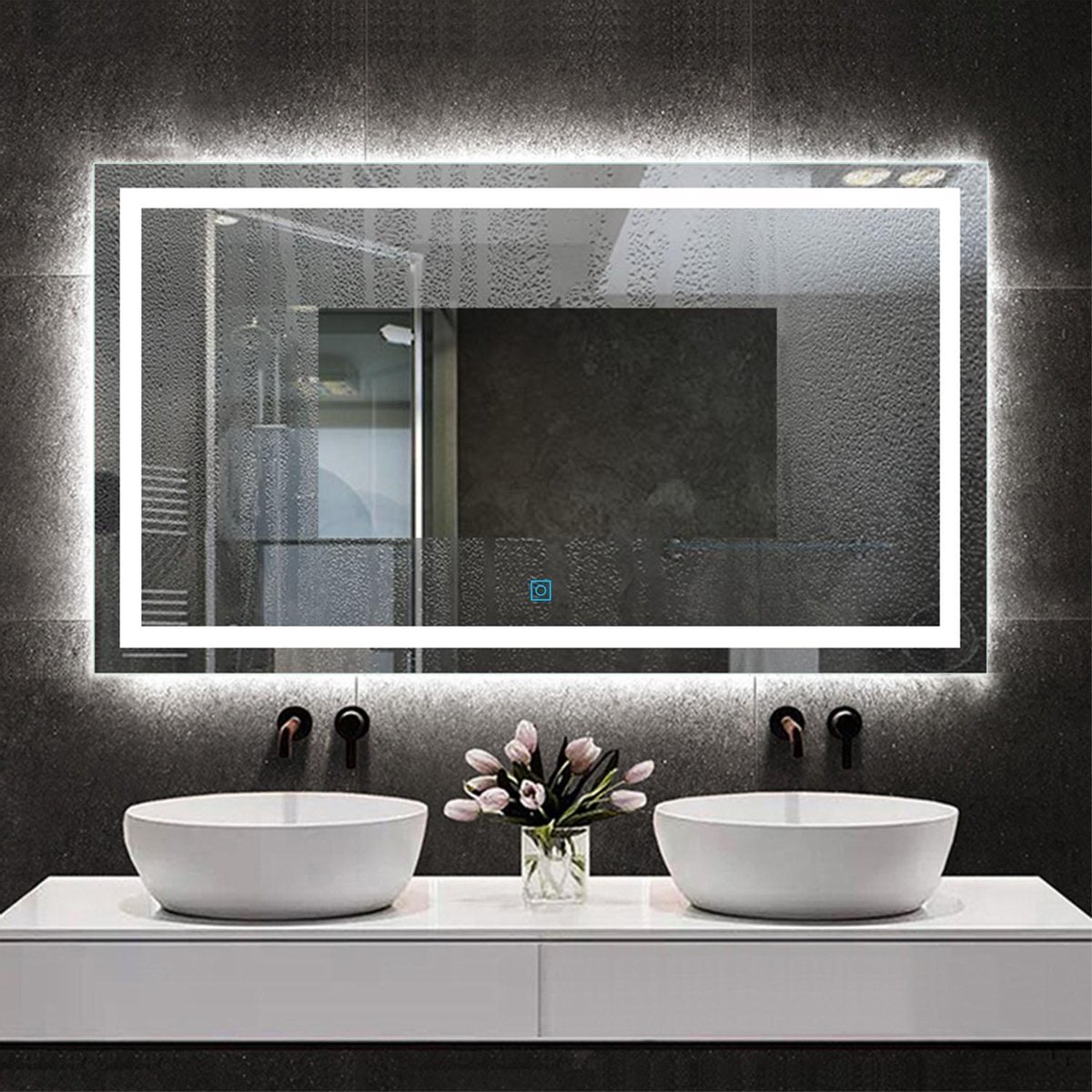 Miroir de salle de bain - 110x80cm - Siècle des Lumières LED - Interrupteur  monotouche... | bol.