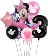 7 stuks ballonnen Minnie Mouse thema - verjaardag - 3 jaar