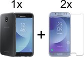 Samsung J5 2017 Hoesje - Samsung galaxy J5 2017 hoesje zwart siliconen case hoes cover hoesjes - 2x Samsung J5 2017 screenprotector