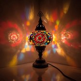 Mozaïek Lamp - Oosterse Lamp - Turkse Lamp - Tafellamp - Marokkaanse Lamp - Ø 19 cm - Hoogte 34 cm - Handgemaakt - Authentiek - Multi Kleur