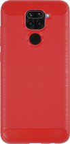 BMAX Carbon soft case hoesje geschikt voor Xiaomi Redmi Note 9 / Soft cover / Telefoonhoesje / Beschermhoesje / Telefoonbescherming - Rood