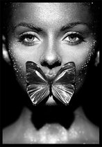 Butterfly Women A4 zwart wit poster