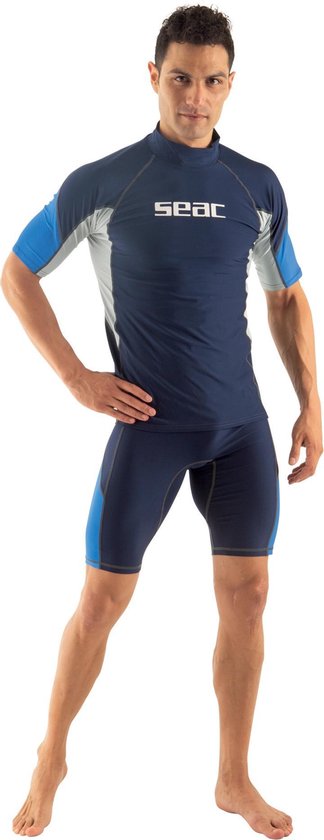 Seac RAA Short Evo rashguard met korte mouwen voor heren - UV zwem en snorkeltop - Blauw/wit