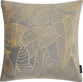 Housse de coussin Velvet Leaves Grijs | Velours / Polyester | 45 x 45 cm