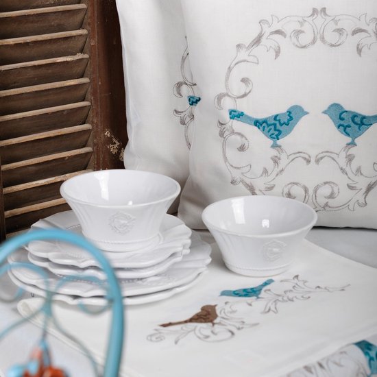 Tafelkleed - Off White met roze Hortensia - Vierkant 85 x 85 cm