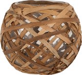 J-Line T-Lichthouder Rond Glas Bananenblad Naturel Large