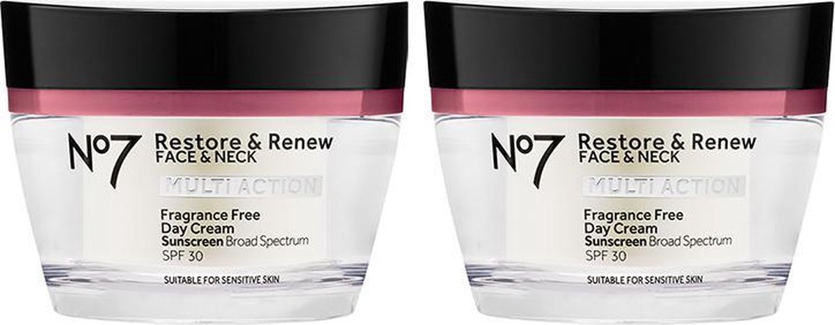 No7 Restore & Renew Face & Neck Multi Action Dagcrème 2x50ml