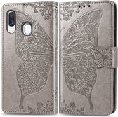 Samsung Galaxy A40 Hoesje - Mobigear - Butterfly Serie - Kunstlederen Bookcase - Grijs - Hoesje Geschikt Voor Samsung Galaxy A40