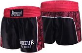 Boxeur Des Rues - Kick/Thai Short -Fantasy Sublimation Print - Zwart/Roze - M