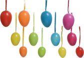 36x Gekleurde plastic/kunststof Paaseieren 6 cm - Paaseitjes voor Paastakken  - Paasversiering/decoratie Pasen