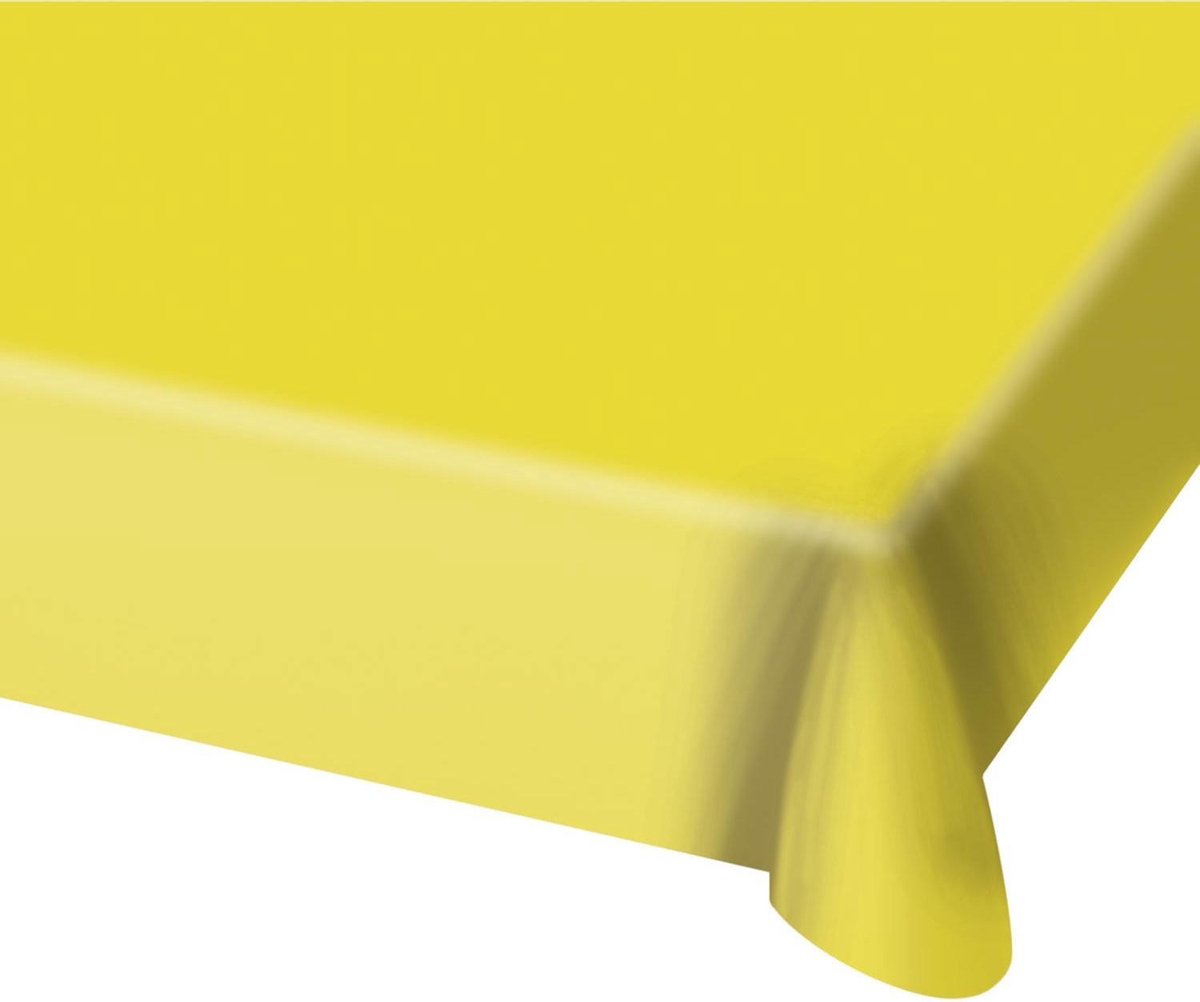 2x stuks tafelkleed van geel plastic 130 x 180 cm - Tafellakens/tafelkleden voor verjaardag of feestje