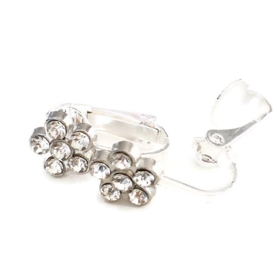 MNQ bijoux - Boucles d'oreilles clip - Clips oreilles - Enfant - Fille - Bloem - Glitters - Transparent - Incolore - Knopje