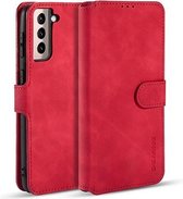 CaseMe - Samsung Galaxy S21 Plus Hoesje - Met Magnetische Sluiting - Ming Serie - Leren Book Case - Rood