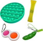 Pop it Fidget toys pakket set - Pop it - Pop All Up® - 4 Delig - Simple dimple - Pea popper - Mesh-and-marble fidget toy - Pop it groen