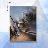 Diamond Painting Pakket Kitten Droomt Over Tijger - vierkante steentjes - 50 x 70 cm