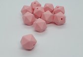 Wood Fun Rijgklaren Icos - 10 Siliconen Kralen - 14 mm - Pastel Roze