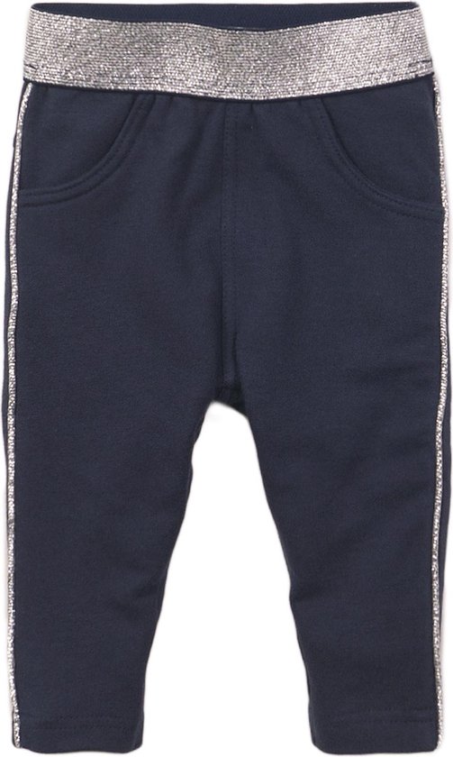 Dirkje - Joggingbroek meisjes - Blauw met zilveren bies - Maat 56