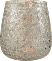 J-Line Theelichthouder Mozaiek Glas Zilver Large