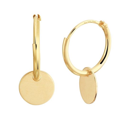 N-joy trendstyle 14k gouden oorringen met hanger 17310 | bol