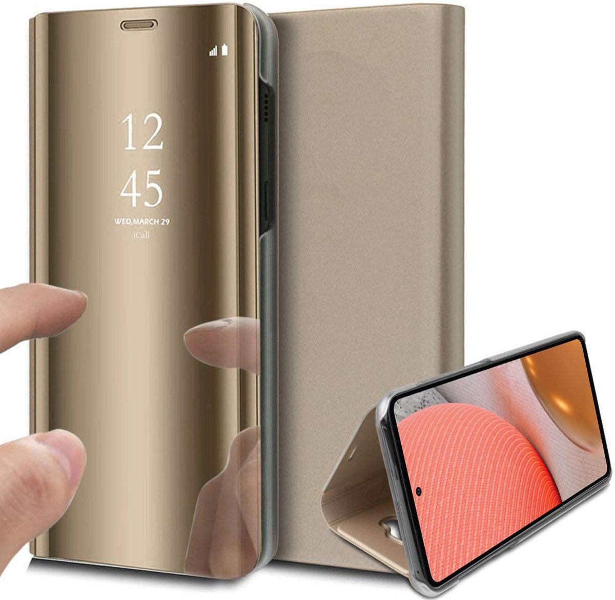 Hoesje geschikt voor Samsung Galaxy A72 - Spiegel Book Case - Goud