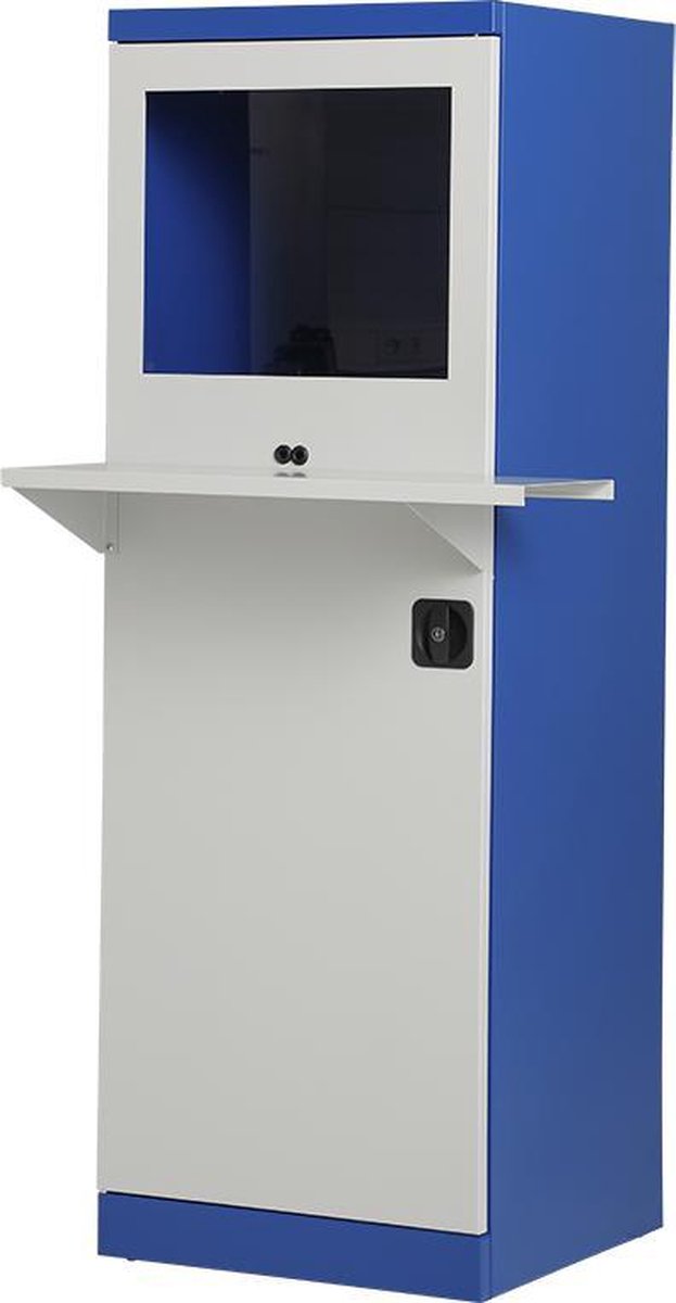 Metalen computerkast werkplaats | Blauw/grijs | 17 inch. | 160x55x55 cm (HxBxD) | ventilator en ventilatierooster | CKP-103