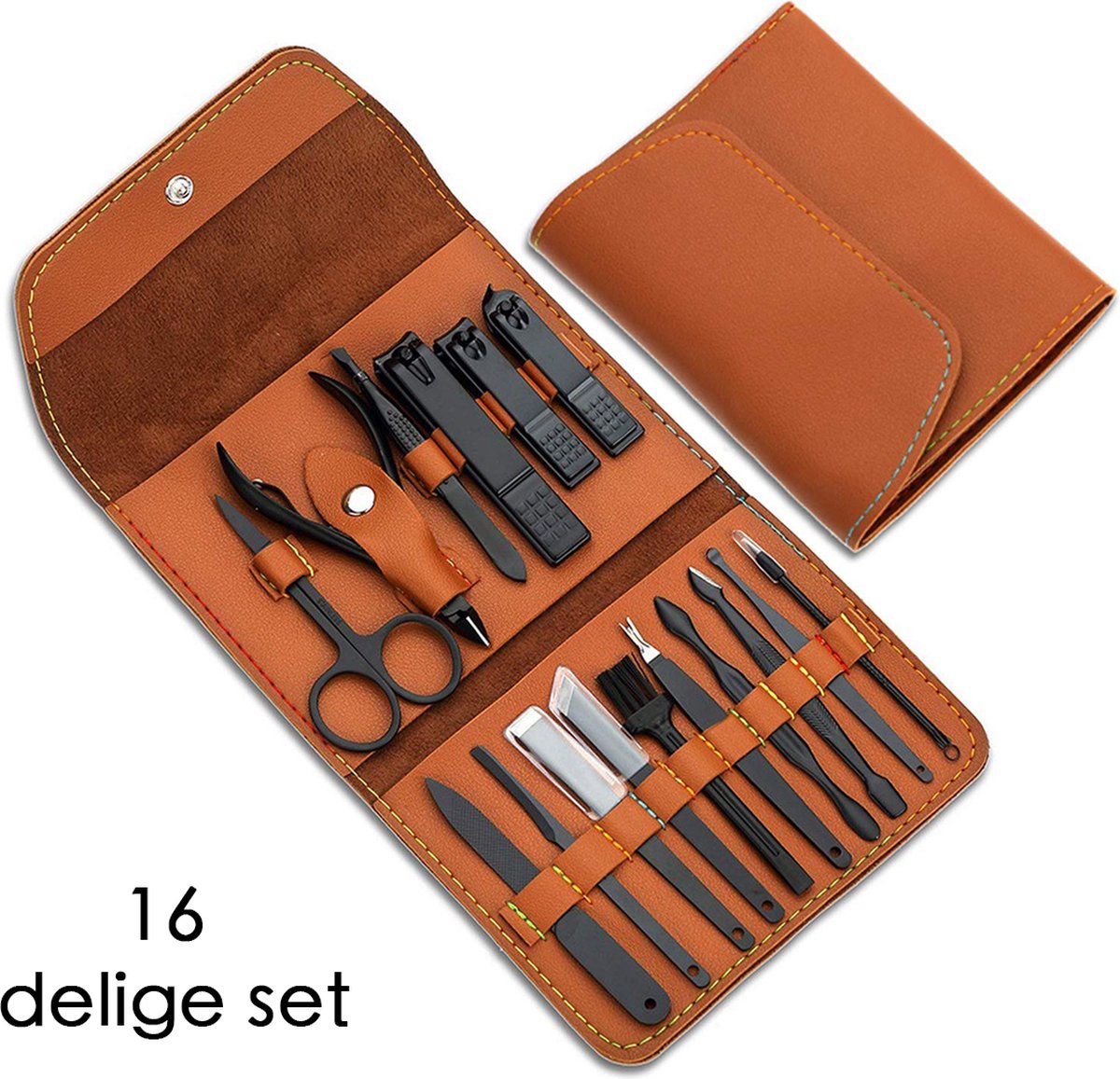 Goedkoopste Manicure en Pedicure set - 14 Delige-set inclusief opberghoes - Nagelset met Nagelschaartje