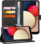 Hoesje geschikt voor Samsung Galaxy A02s - Book Case Leer Pasjeshouder Zwart
