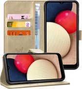 Samsung A02s Hoesje - Samsung Galaxy A02s Hoesje Book Case Leer Wallet - Goud