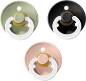 BIBS Fopspeen - Glow in the dark Sage, Black en Blush - Maat 0-6 maanden - Set van 3