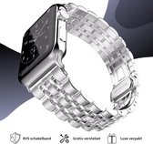 Geschikt voor Apple Watch bandje 38 / 40 / 41 mm - Series 1 2 3 4 5 6 7 8 SE - Smartwatch iWatch horloge band - 38mm 40mm 41mm - Fungus - RVS metaal - Zilver - Fijn