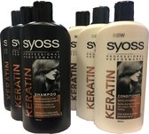 Syoss Keratine Shampoo 3 x 500 ML & Conditioner 3 x 500 ML- Voordeelverpakking