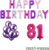 81 jaar Verjaardag Versiering Ballon Pakket Pastel & Roze