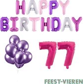 77 jaar Verjaardag Versiering Ballon Pakket Pastel & Roze