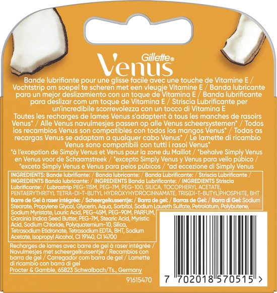 Gillette Venus Comfortglide Coconut Scheermesjes Voor Vrouwen - 3 Navulmesjes - Gillette Venus