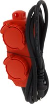 Exin stekkerdoos – 4–voudig – randaarde – 3600W – 3 x 1.5 mm² – 2 m – rood