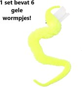 6 stuks - 6 x gele magische wormpjes  - magic worm - gifts - kinderfeest - Uitdeel cadeau - Wormpje - Goodies