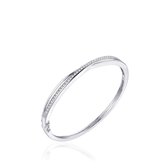 Gisser Jewels - Armband - Bangle gezet met Zirkonia - 5mm Breed - Maat 60 - Gerhodineerd Zilver 925